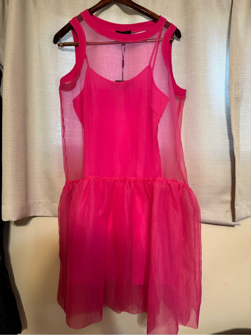 Cynthia Rowley Sheer Pink Dress with a full slip Size M NWT - Picture 4 of 4